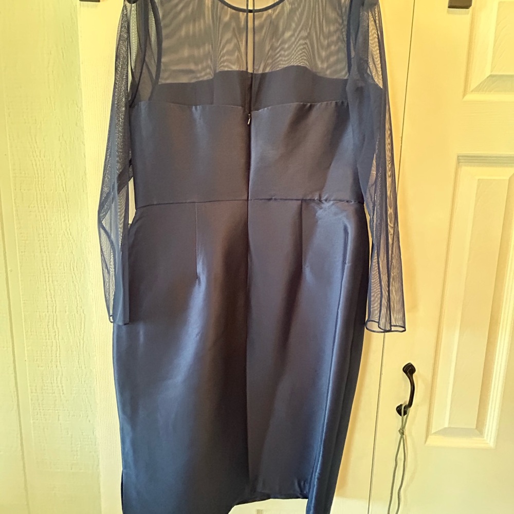 Kay Unger elegant Midnight Blue Long Sleeve Dress - Picture 10 of 11